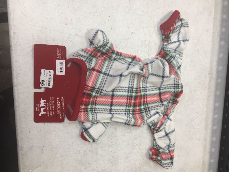 Photo 2 of Tartan Plaid Flannel Dog and Cat Pajama with Sleeves - White - Wondershop SMALL