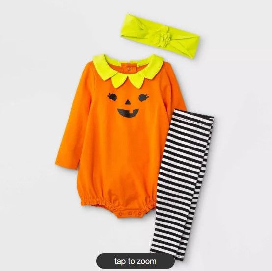 Photo 1 of Baby Girls' 2pc Pumpkin Top & Bottom Set - Cat & Jack™ Citrus Yellow 12m