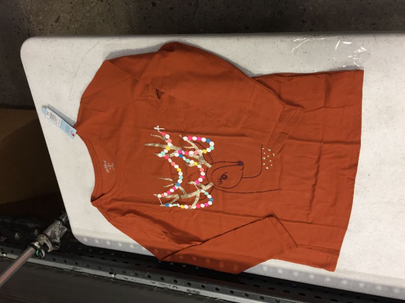 Photo 2 of Girls' 'Festive Deer' Long Sleeve Graphic T-Shirt - Cat & Jack™ Dark Orange XL Plus