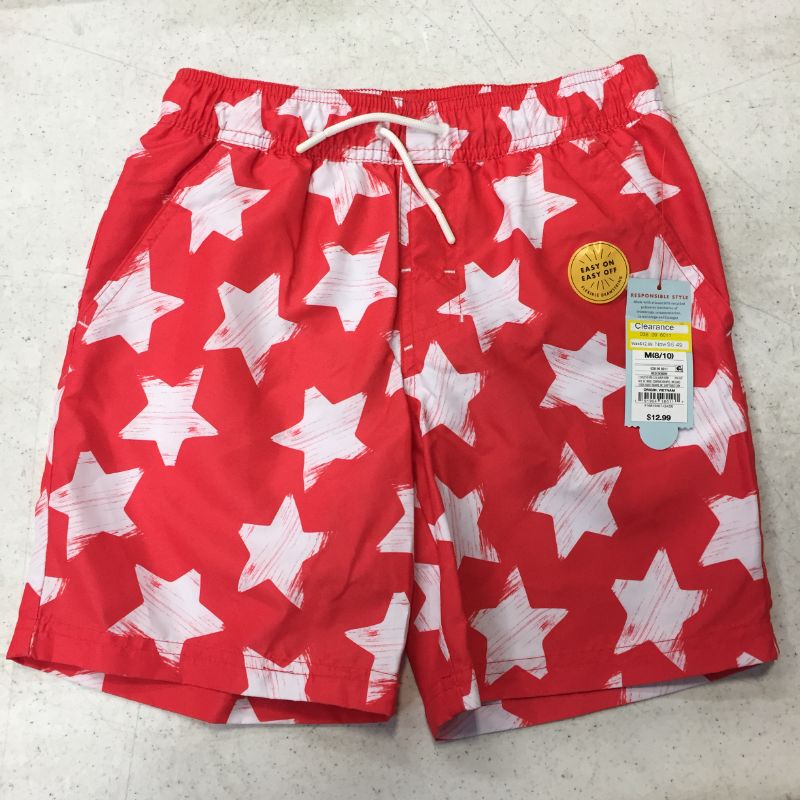 Photo 1 of Boys' red and white star Swim Trunks -cat and jack size medium (8/10)