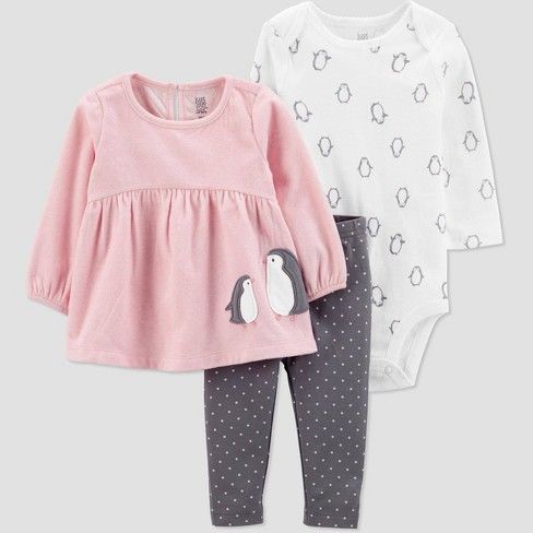 Photo 1 of Baby Girls' Penguin Top & Bottom Set - Just One You® made by carter's Pink 6M