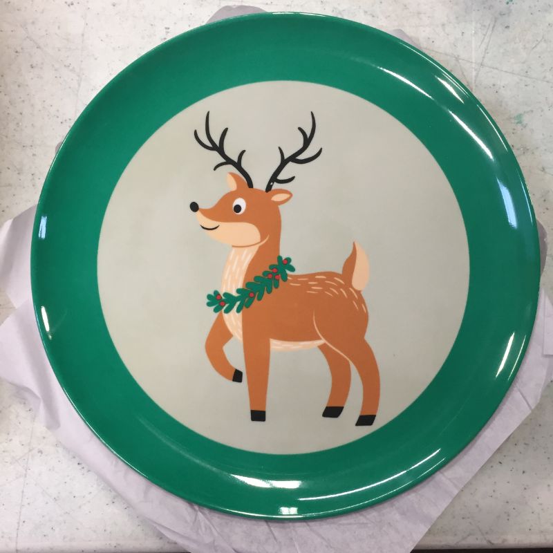 Photo 2 of 12 pcs plastic 10" Melamine Reindeer Dinner Plate - Wondershop™