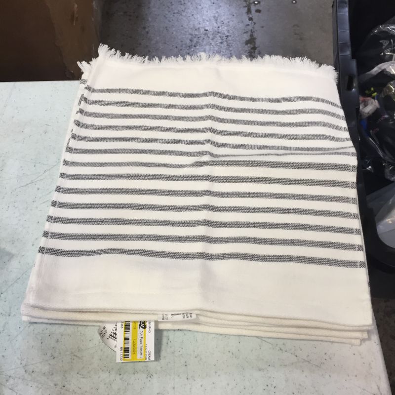 Photo 1 of 84" Engineered Hem Stripe single Curtain Panel Gray/Sour Cream - Hearth & Hand with Magnolia