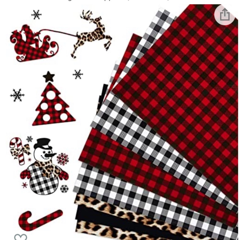 Photo 1 of 7 Pcs Christmas Buffalo Plaid HTV Heat Transfer Vinyl, Black Red Classic Plaid HTV Vinyl and Leopard HTV Iron on Vinyl for DIY Crafts Clothes Bags Hats Supplies (12x10 Inch