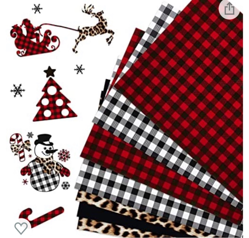 Photo 1 of 7 Pcs Christmas Buffalo Plaid HTV Heat Transfer Vinyl, Black Red Classic Plaid HTV Vinyl and Leopard HTV Iron on Vinyl for DIY Crafts Clothes Bags Hats Supplies (12x10 Inch