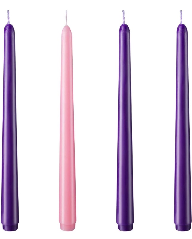 Photo 1 of Arosky Christmas Products 3 Purple and 1 Pink 10 Inch Unscented Taper Advent Candles Set