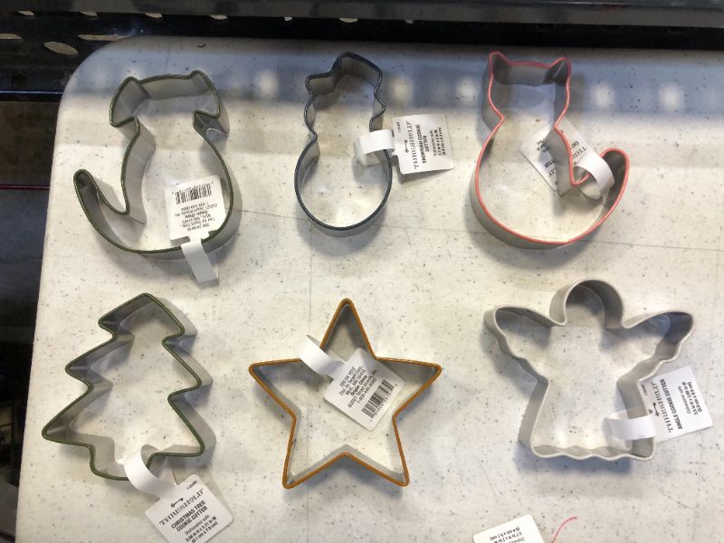 Photo 1 of 6 PACK COOKIE CUTTER, CAT, DOG, SNOWMAN, PINE TREE, ANGEL, STAR, FROM TARGET