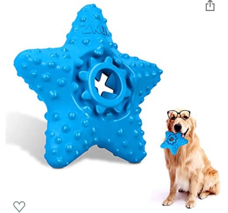 Photo 1 of - Starfish Dog Treat Toys Dog Chew Toys for Aggressive Chewers - Indestructible Tough Durable Natural Rubber Teeth Cleaning Toy, Interactive Dog Treat Toys for Large Dogs (Blue X-Large)