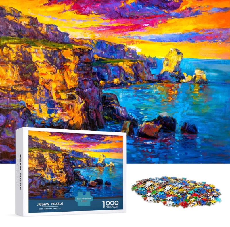 Photo 1 of 1000 Piece Jigsaw Puzzles for Adults, Large 70cm x 50cm 1000 Piece Puzzle Educational Game Toys and Unique Artwork for Families Adults Teens Age of 14 +?Sea Oil Painting?