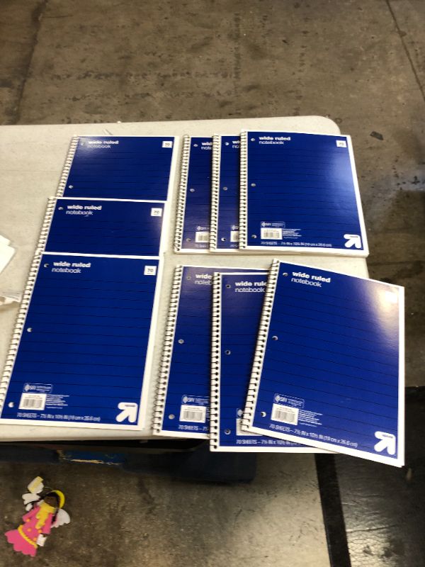 Photo 1 of 9 pack, Wide Ruled Blue 1 Subject Flexible Paperboard Cover Spiral Notebook - Up&Up™