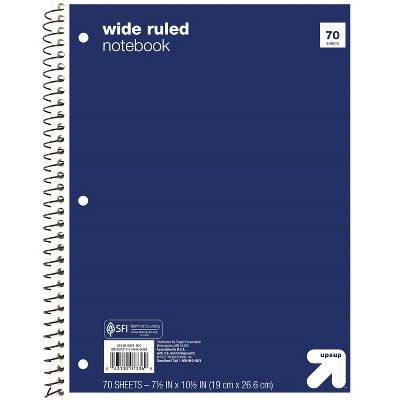 Photo 1 of 9 pack, Wide Ruled Blue 1 Subject Flexible Paperboard Cover Spiral Notebook - Up&Up™