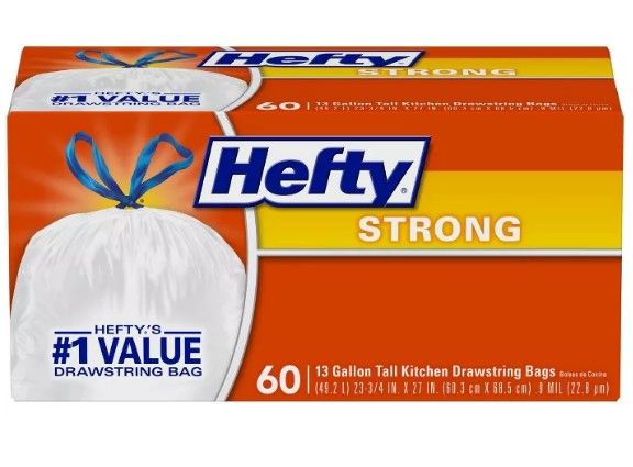 Photo 1 of 2 boxes, Hefty Strong Tall Kitchen Drawstring Trash Bags - 13 Gallon - 60ct