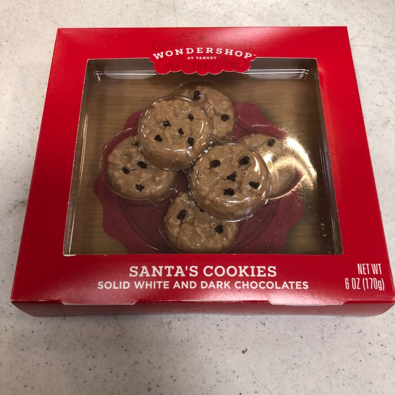 Photo 1 of 3 BOXES OF SANTAS FAKE COOKIES, ACTUALLY WHITE  AND DARK CHOCOLATES