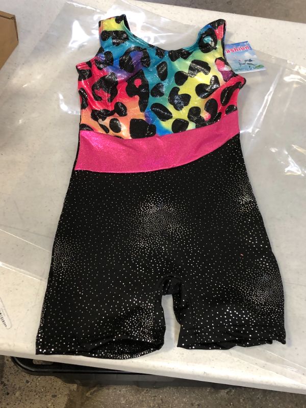 Photo 1 of Leotards for Girls Gymnastics with Shorts Butterfly Unicorn Mermaid Dance Unitards Biketards Hotpink Black size 110 (3-4)