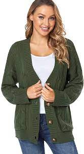 Photo 1 of Fuinloth Women's Cardigan Sweater, Oversized Chunky Knit Button Closure with Pockets. Large
