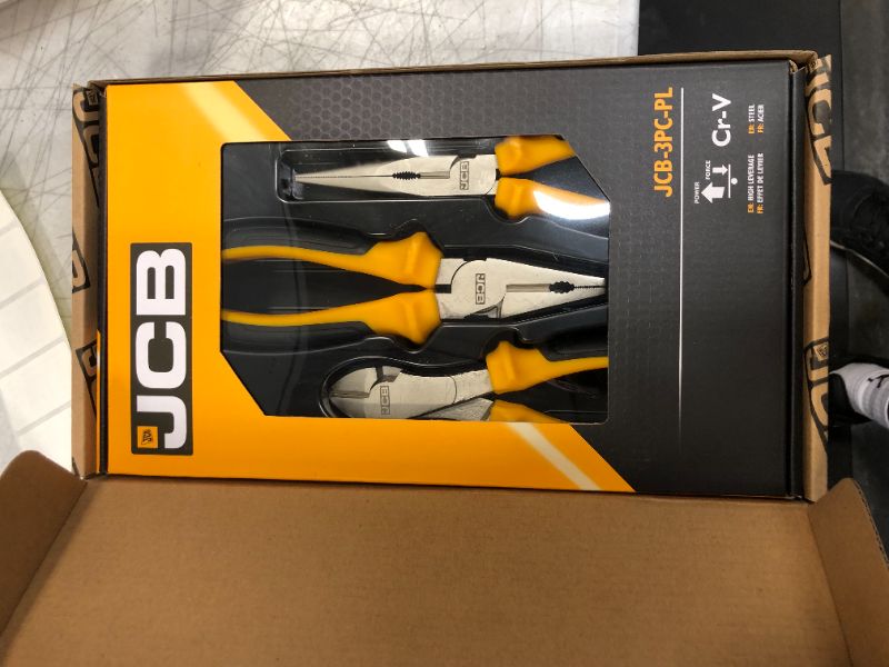 Photo 1 of 
JCB Plier Tool Set | 3 Piece Tool Set Including Linesman, Long Nose & Diagonal Cutting Pliers, Hardened Edges For Precision Pliers, Soft Grip For Safety...