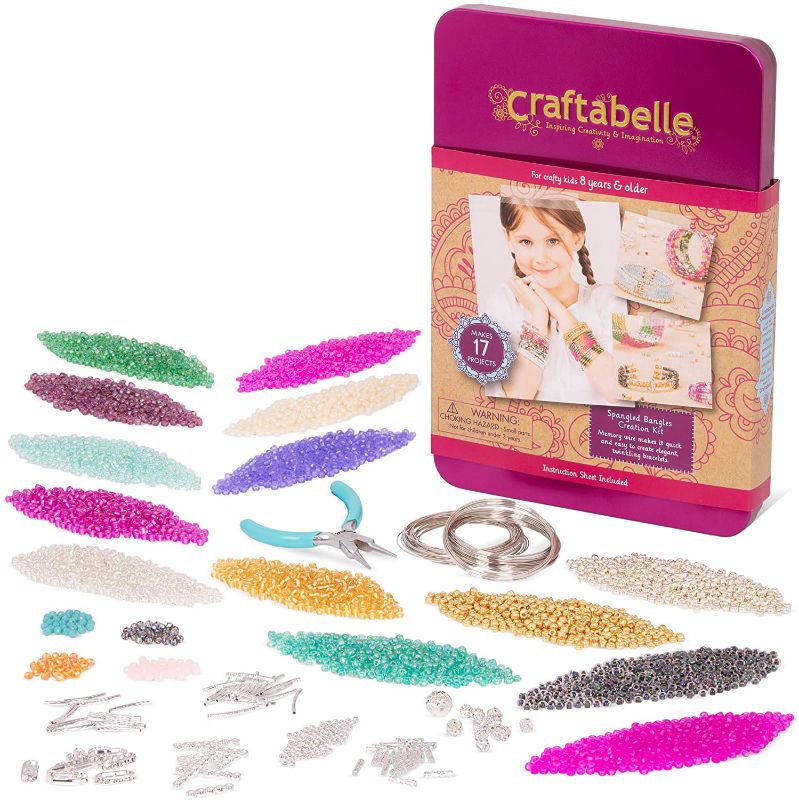 Photo 1 of Craftabelle – Spangled Bangles Creation Kit – Bracelet Making Kit – 366pc Jewelry Set with Memory Wire – DIY Jewelry Kits for Kids Aged 8 Years + (2)