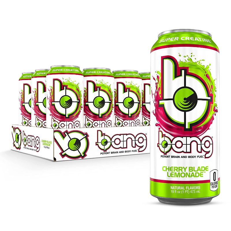 Photo 1 of 
Bang Cherry Blade Lemonade Energy Drink, 0 Calories, Sugar Free with Super Creatine, 16 Fl Oz (Pack of 12)