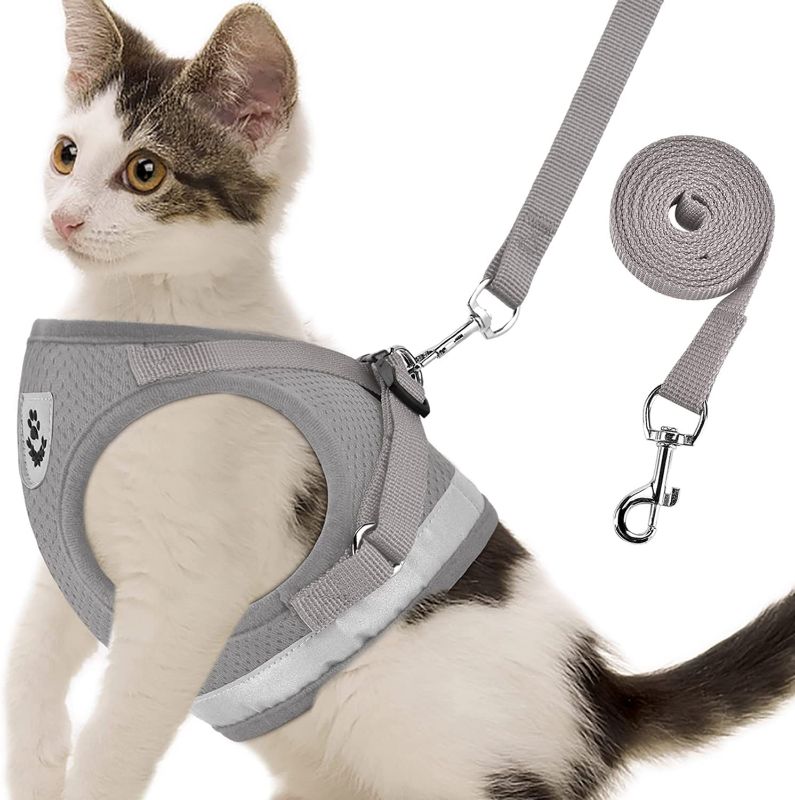 Photo 1 of Cat Harnesses and Puppy Harness with Leashes Set, Escape Proof Cat Harness, Adjustable Reflective Soft Mesh Vest Fit Puppy Kitten Rabbit Ferrets's Outdoor Harness (3)