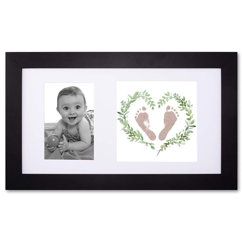 Photo 1 of Baby handprint and footprint kit in baby picture frame. Inkless and mess free baby footprint kit and baby handprint kit. Top baby girl gifts and baby boy gifts. Unique baby shower gifts. Baby keepsake