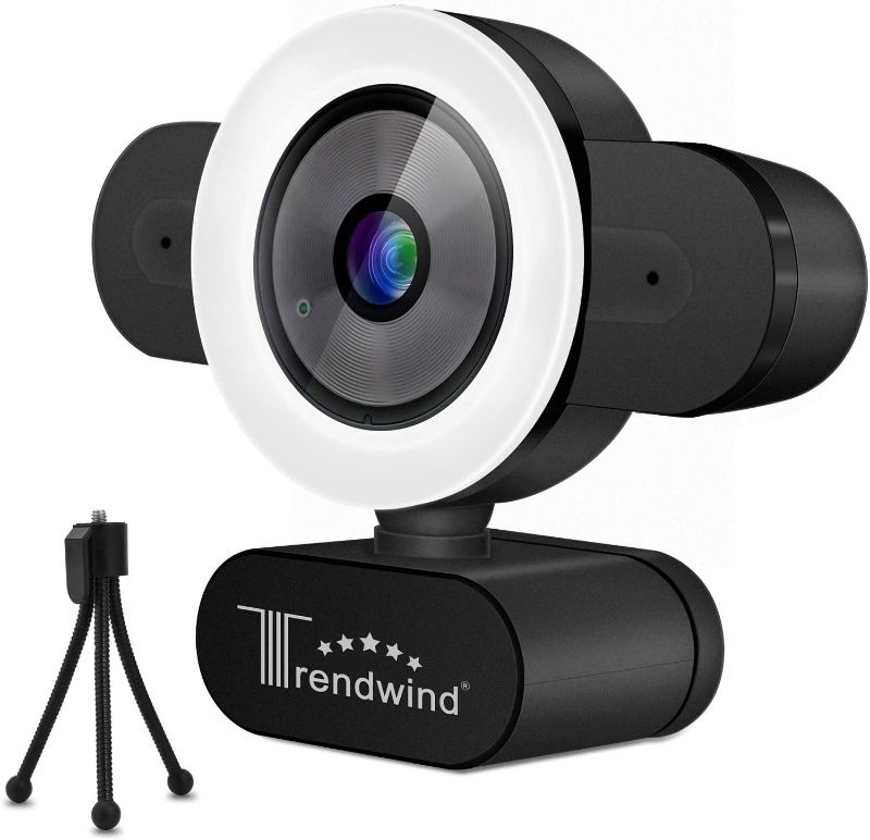 Photo 1 of Webcam with Microphone - 30FPS 1440P Full HD USB Web Camera with Adjustable Brightness Ring Light for Zoom Skype Facetime Mac Video Conferencing Teaching Studying Streaming