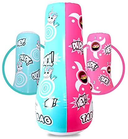 Photo 1 of (Inflatable Dudes) Target Bag - Double-Sided- {Unique/Unicorn and Kuno/Ninja Girl} 47 Inches -Bop Bag | Kids Punching Bag| Boxing Toy - Premium Vinyl- Already Filled with Sand| Play Therapy