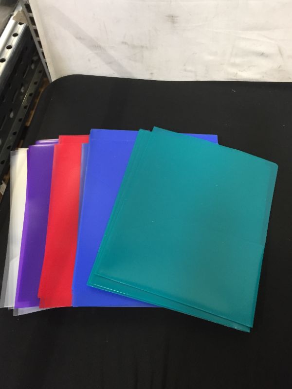 Photo 1 of School Smart 2-Pocket Portfolios Without Fasteners, 8-1/2 x 11 Inches, Assorted Colors, Pack of 25
