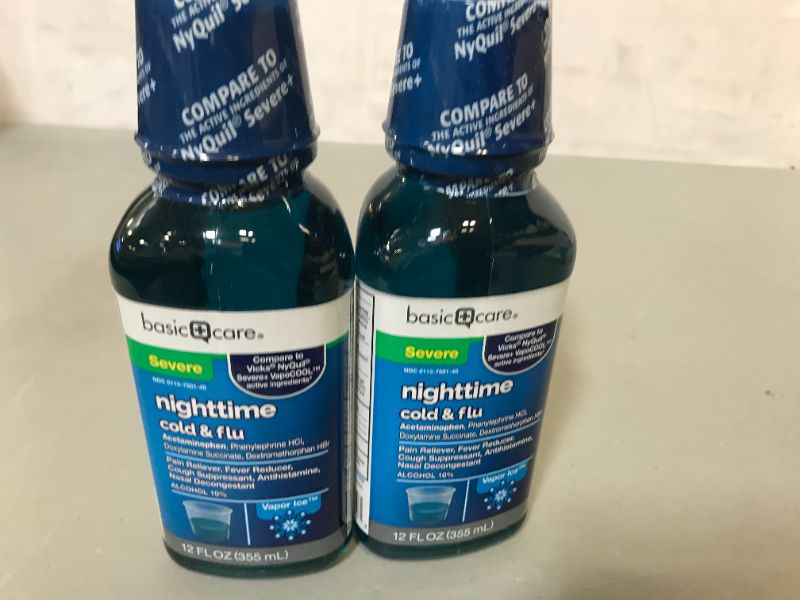 Photo 1 of 2pack--BASIC CARE Vapor ice nighttime severe cold and flu---exp date 12.2022