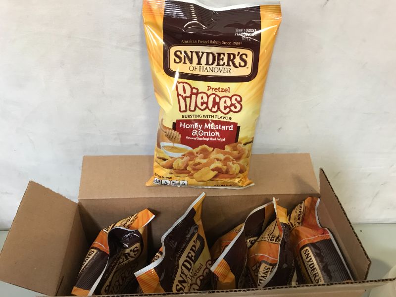 Photo 2 of 6pack---Snyder's of Hanover Pretzel Pieces, Honey Mustard and Onion, 8 oz  exp date 09-2021