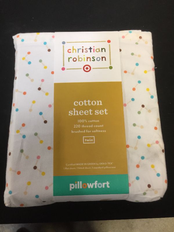 Photo 2 of 3pc Twin Molecule Cotton Sheet Set - Christian Robinson x Target
