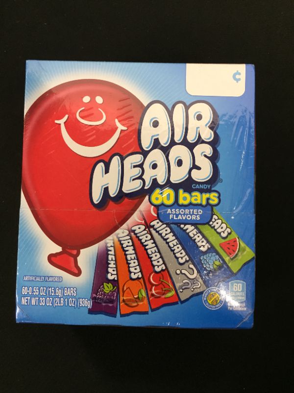 Photo 1 of Airheads Candy Variety Gravity Feed Box, 60 Individually Wrapped Assorted Fruit Bar
EXP 07/2023