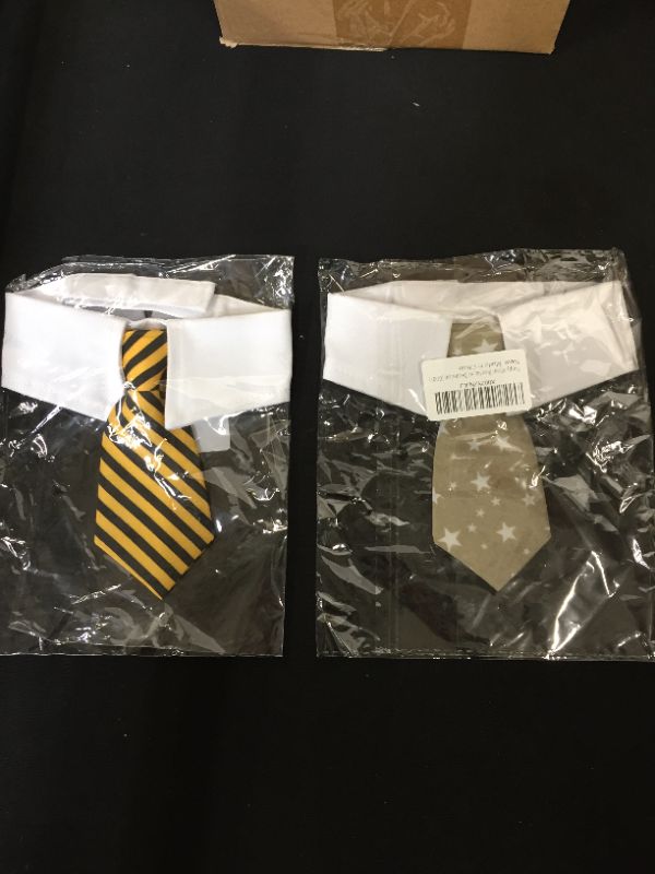 Photo 1 of PUPPY KITTEN BOW TIE MUSTARD YELLOW/BLACK STRIPE AND BEIGE WITH STARS
-- 2 PCK