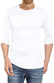 Photo 1 of Ebifin Mens Long/Short Sleeve Henley Shirts Casual Cotton Button-Down Shirts Beach Summer T-Shirts WHITE
MEDIUM