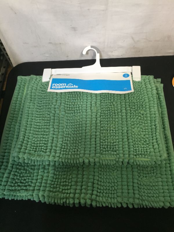 Photo 2 of 2pk Chenille Bath Rug Set Green - Room Essentials
