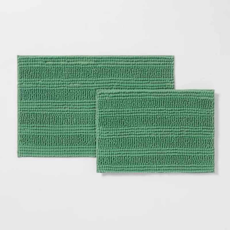 Photo 1 of 2pk Chenille Bath Rug Set Green - Room Essentials
