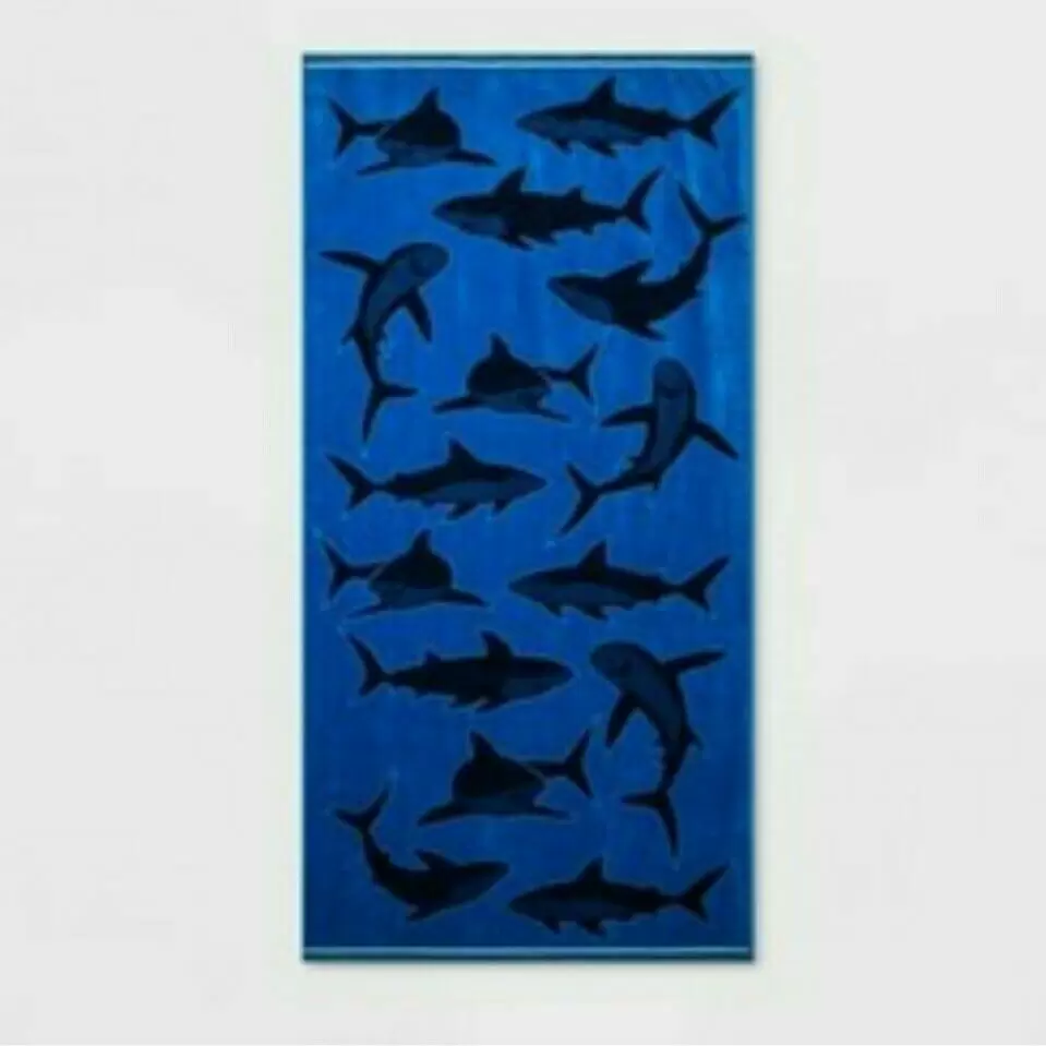 Photo 1 of Shark Beach Towel Xl Navy Blue - Sun Squad 36" X 72"
