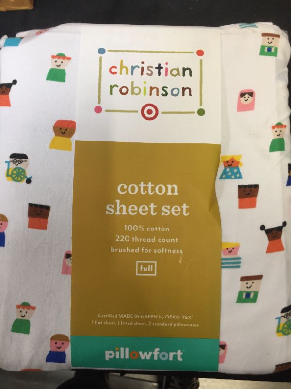 Photo 1 of 4pc Full Kids-Print Cotton Sheet Set - Christian Robinson x Target
