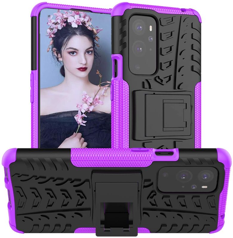 Photo 1 of Yznoek for Oneplus 9 Pro Case,1+ 9 Pro Phone Case,Dual Layer Armor Shockproof Protection Protective Hybrid Kickstand Phone Case for Oneplus 9 Pro (Purple) and Vaccine Card Protector CDC Id Badge Holder Cruise Luggage Tags Travel Id Baggage Tag Srnede Wter