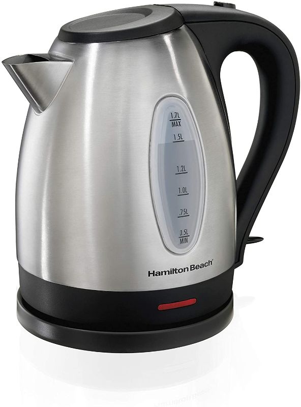 Photo 1 of Hamilton Beach Electric Tea Kettle, Water Boiler & Heater, 1.7 L, Cordless, Auto-Shutoff and Boil-Dry Protection, Stainless Steel (40880)