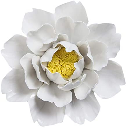 Photo 1 of ALYCASO Peony Ceramic Flower Wall Décor Artificial 3D Flower Wall Art for Living Room Home Hallway Bedroom Kitchen Farmhouse Bathroom Dining Room, White, 7.08 inch
