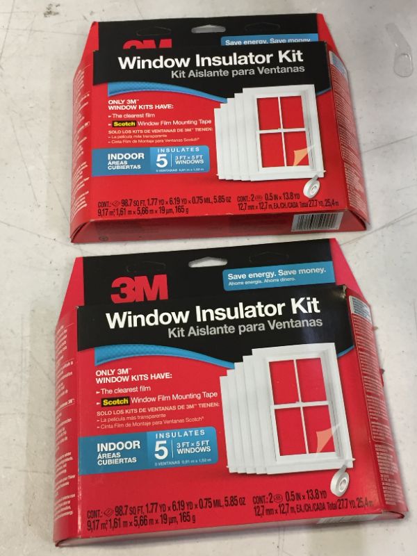 Photo 2 of 2 PACKS OF 3M Indoor Window Insulator Kit, Window Insulation Film for Heat and Cold, 5.16 ft. x 17.5 ft., Covers Five 3 ft. by 5 ft. Windows
