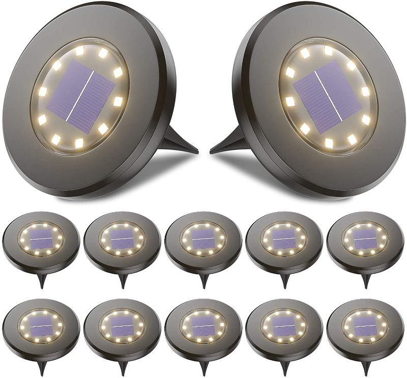 Photo 1 of BEIZIAYA Solar Ground Lights ,12 Packs 10 LED Solar Powered Garden Lights (Warm-White)