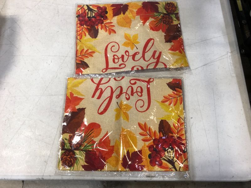 Photo 2 of Fall Garden Flag12x18 Double Sided with Lovely Autumn Maple Leaves Pattern Red Berries-SET OF 2