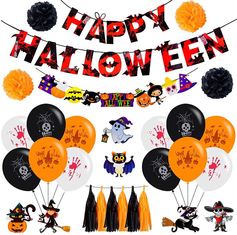 Photo 1 of 67Pcs Halloween Scary Party Balloons-Halloween Theme Party Decorations Set 