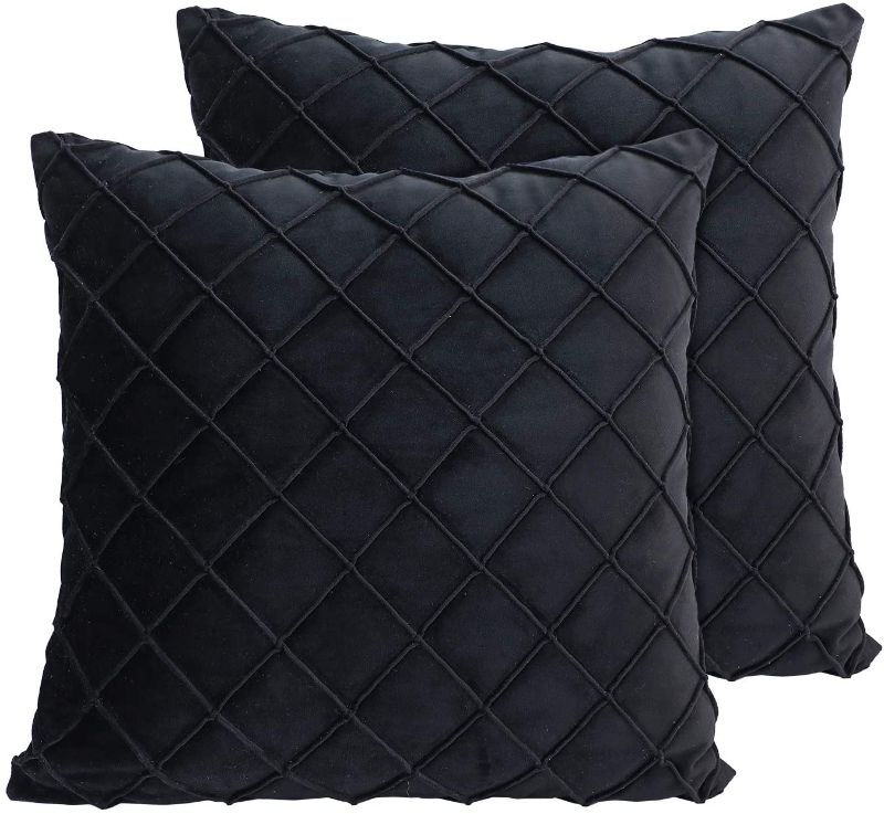 Photo 1 of  Black Throw Pillow Covers Decorative Checker Pattern Plaid Square Pack of 2 for Couch Sofa, Black, 18X18 in?2 Pack
