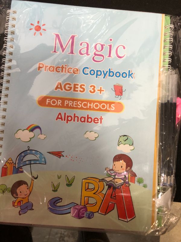 Photo 2 of 4 PCS Magic Practice Copybook for Kids English Reusable Magical Copybook Kids Tracing Book for Handwriting Magical Letter Writing Book Set
