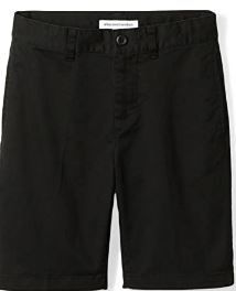 Photo 1 of Amazon Essentials Boys' Uniform Big Woven Flat-Front Khaki Shorts size 8