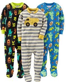Photo 1 of 24m -Simple Joys by Carter's Boys' 3-Pack Snug Fit Footed Cotton Pajamas