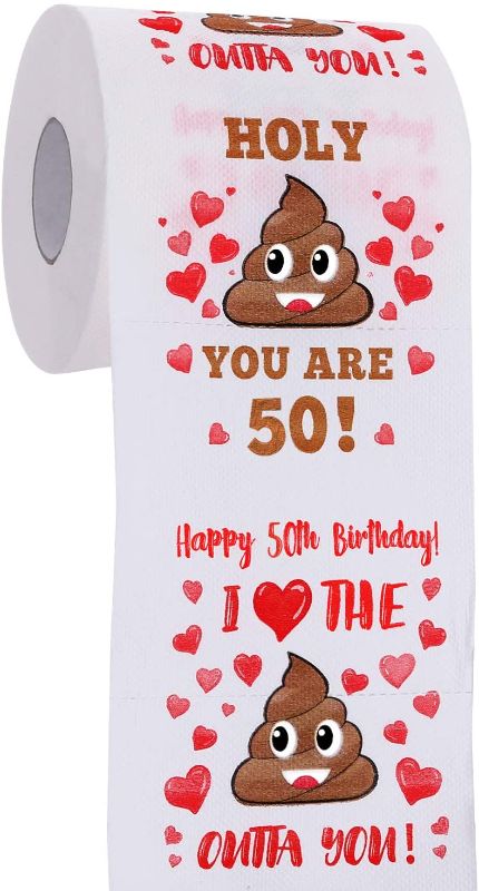 Photo 1 of 50th Birthday Gifts for Men and Women - Happy Prank Toilet Paper - 50th Birthday Decorations for Him, Her - Party Supplies Favors Ideas - Funny Gag Gifts, Novelty Bday Present for Friends, Family