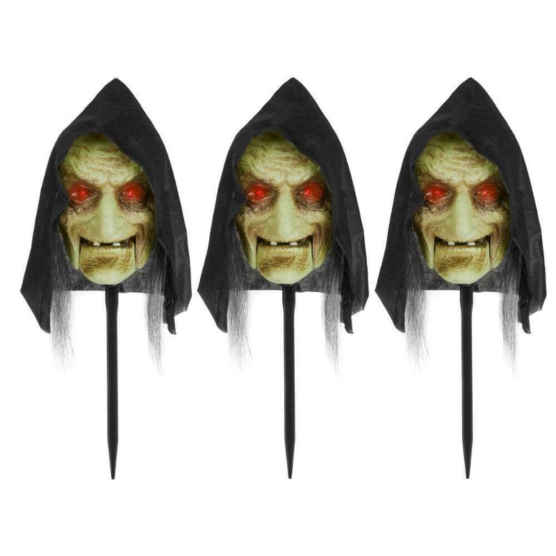 Photo 1 of 15.7 in. Animated LED Halloween Witch Pathway Markers (3-Pack)
